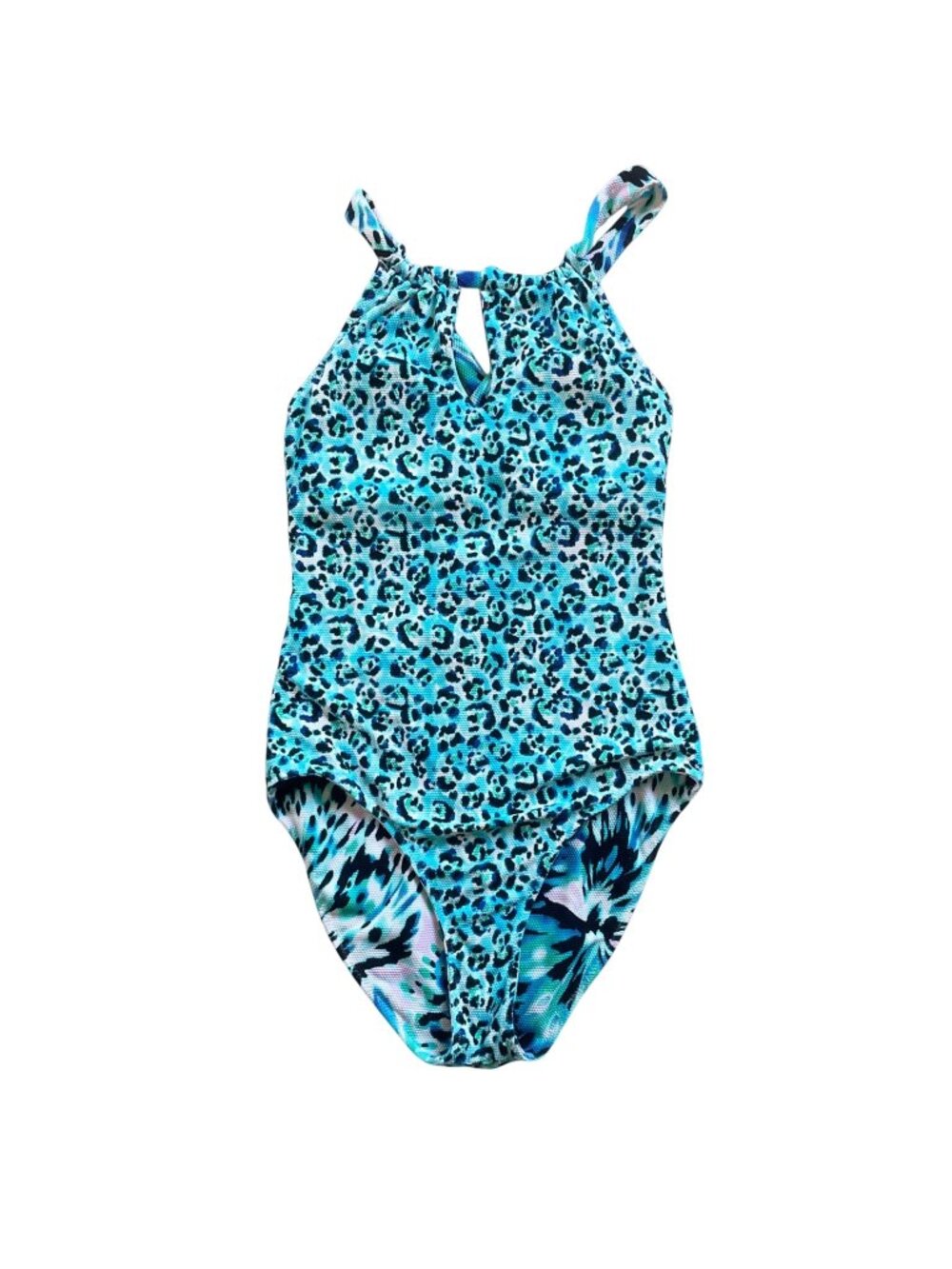 Tommy Bahama Blue Leopard Print One-Piece Swimsuit Medium Padded Cup Size 8
